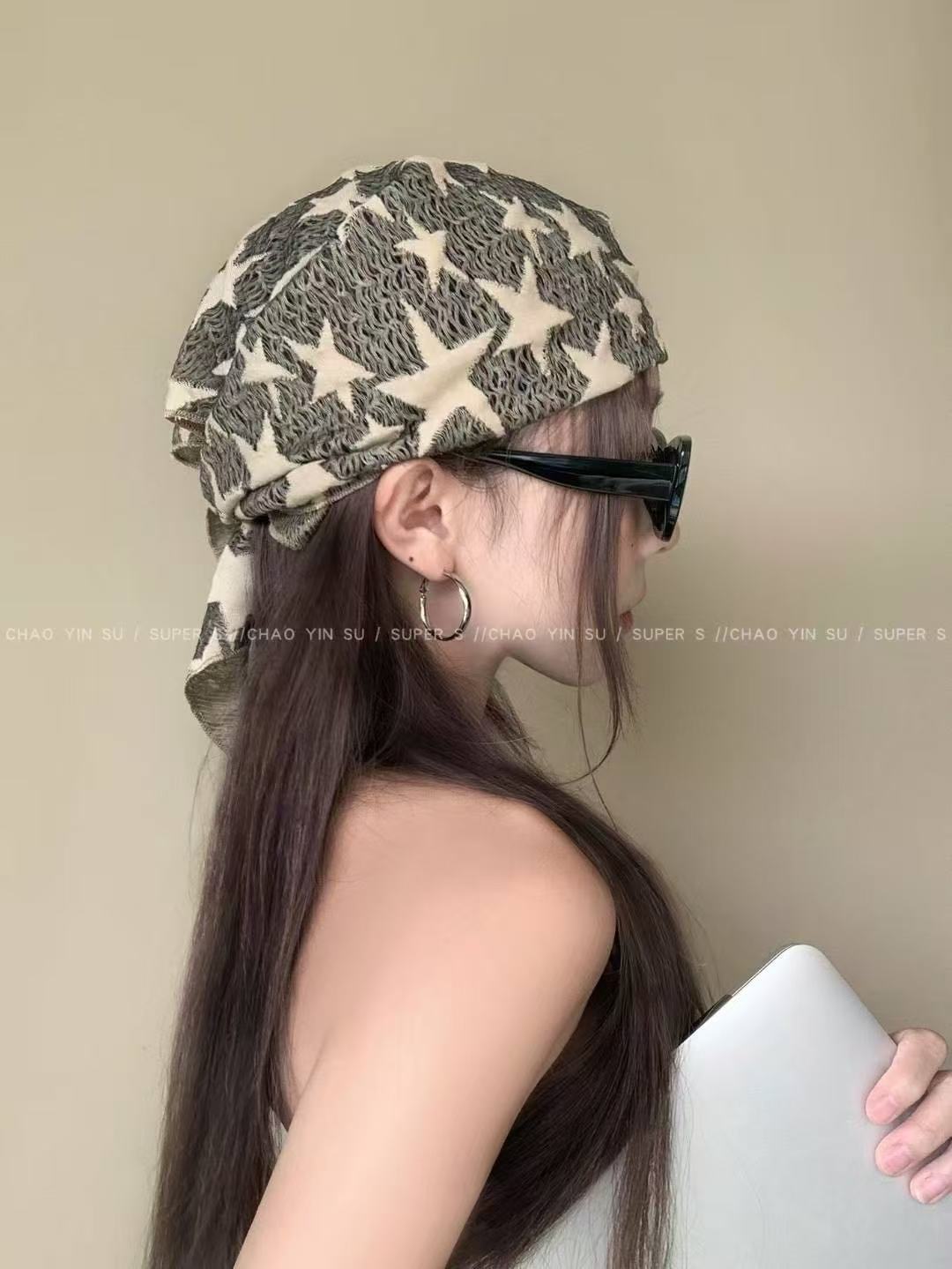 American y2k millennium Girl headscarf, hip-hop street style cool square scarf, new thin and simple hair band and headband pic 8