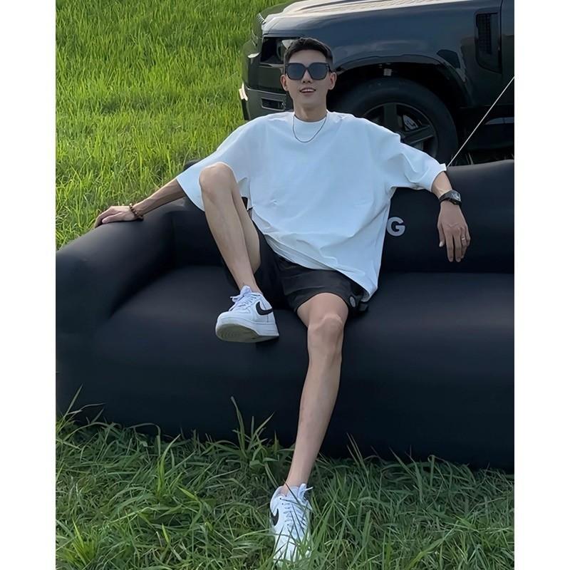 小领口纯色短袖男夏季cleanfit黑色t恤潮牌重磅美式纯棉打底衫男详情3