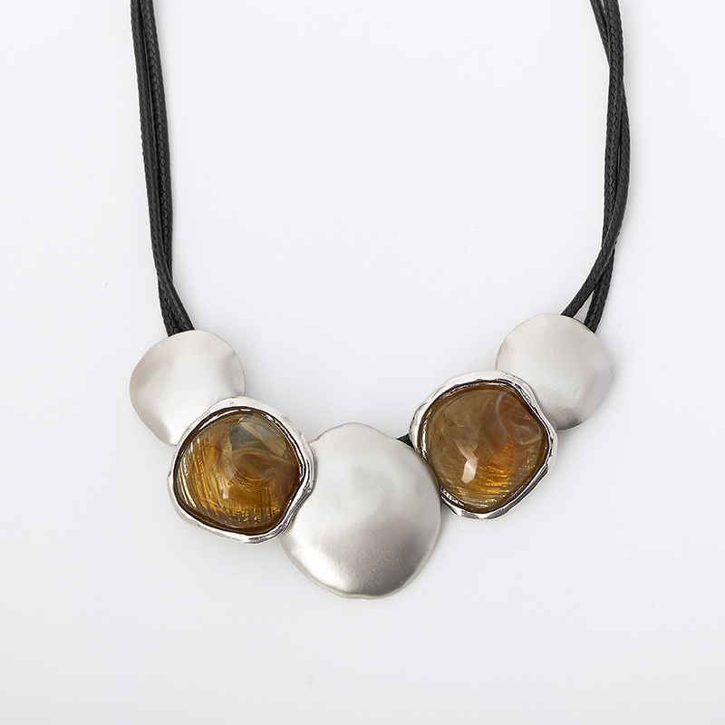 新款金属项链女士合金流行首饰欧美夸张项链高级感饰品外贸短项链详情7