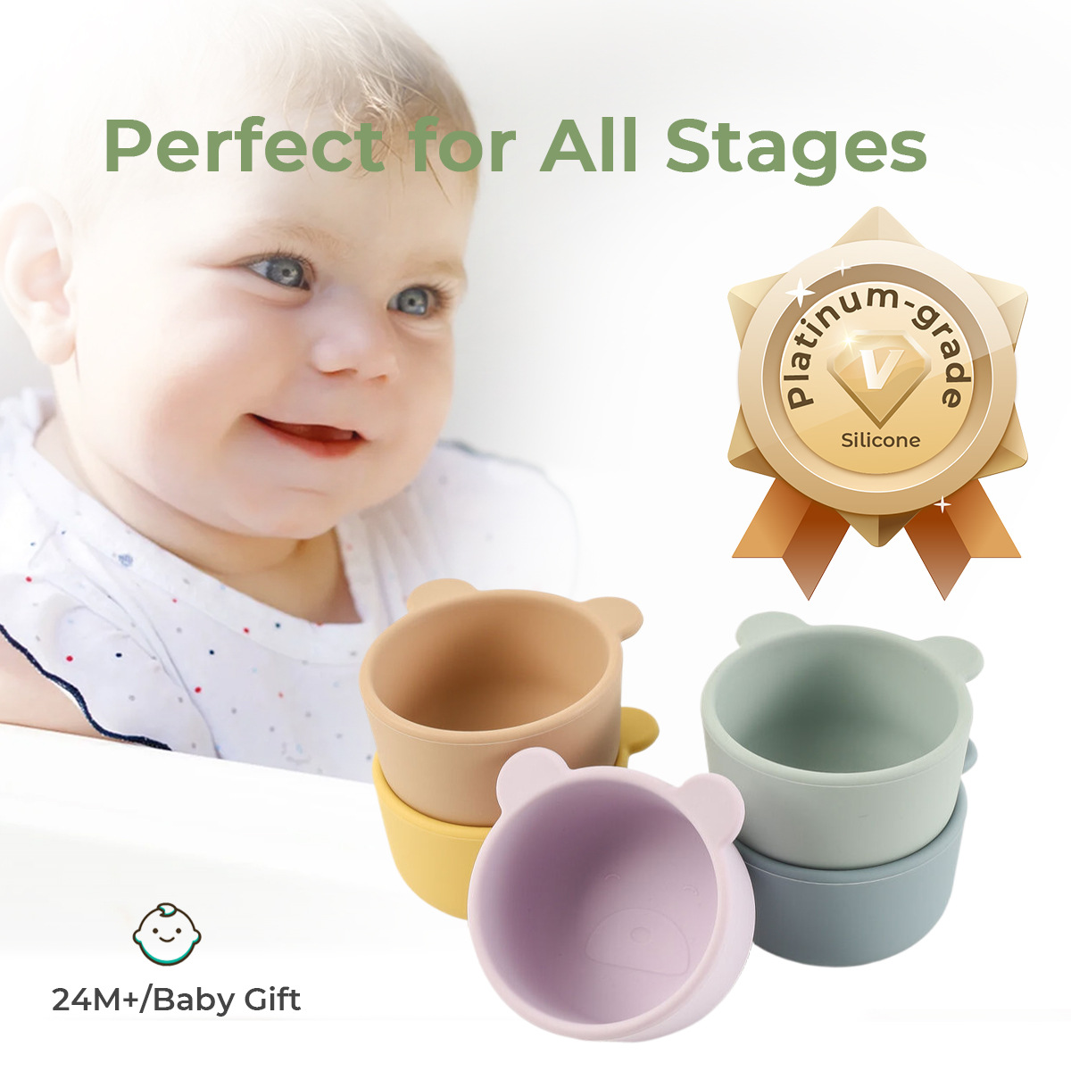 儿童吃饭训练碗新国标食品级硅胶辅食碗剑龙宝宝卡通防摔硅胶碗详情3