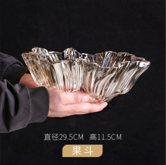 厂家爆款玻璃水果盘创意果斗家居欧式郁金香干果斗KTV零食碟摆件详情3