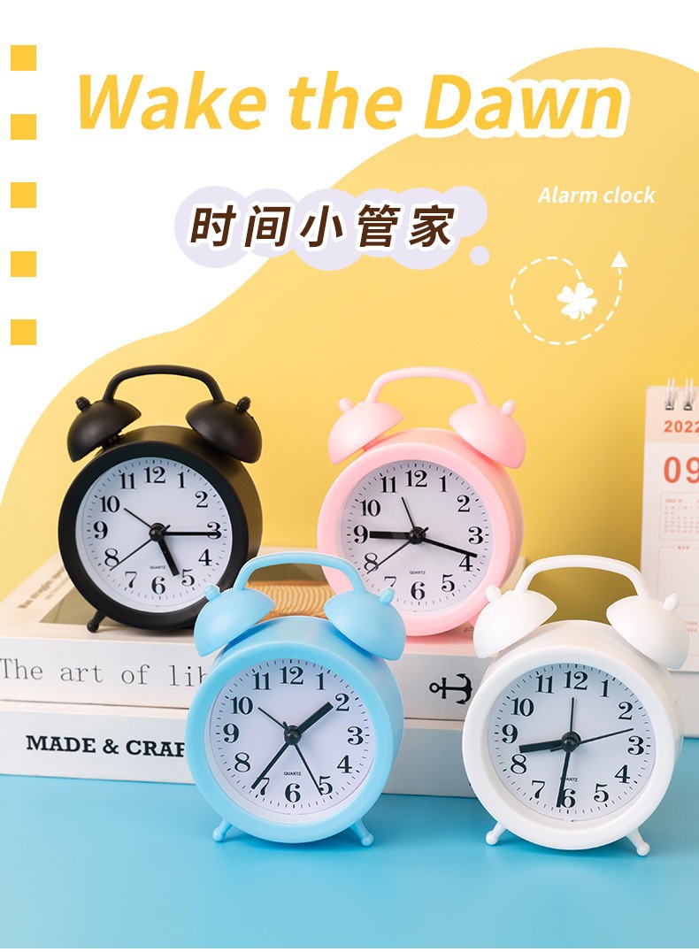 儿童网红小学生小闹钟响铃台钟学习起床神器闹铃炫酷定时时钟防摔详情1