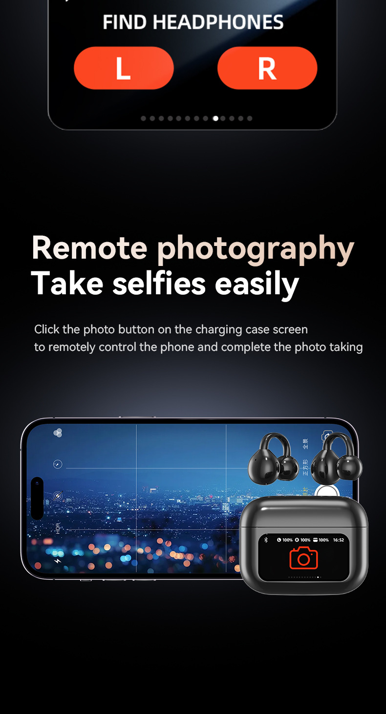 New color screen simultaneous translation Bluetooth headphones, ultra-long battery life, ear-clip wireless Bluetooth headphones with screen 5.4 factory price pic 12