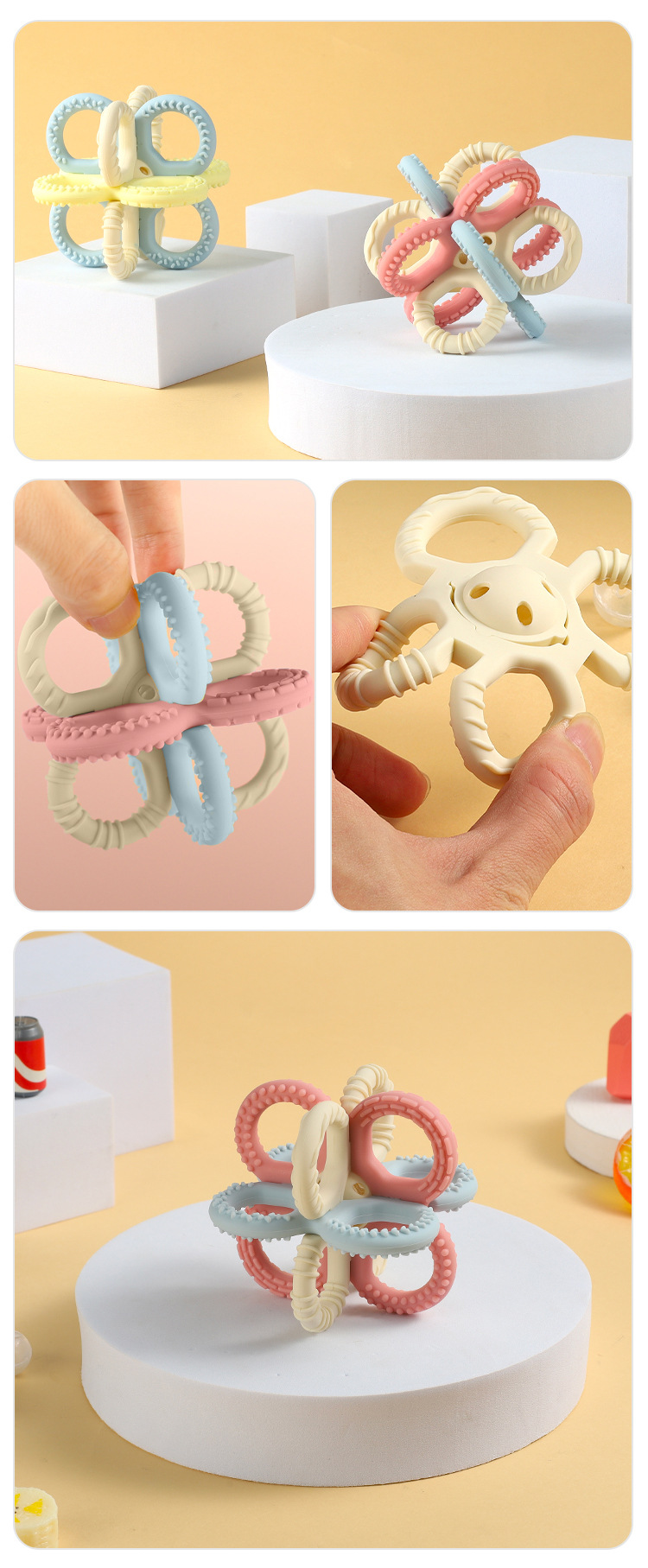 曼哈顿球0-3手抓摇铃牙胶玩具硅胶食品级宝宝口欲期安抚婴儿牙胶详情15