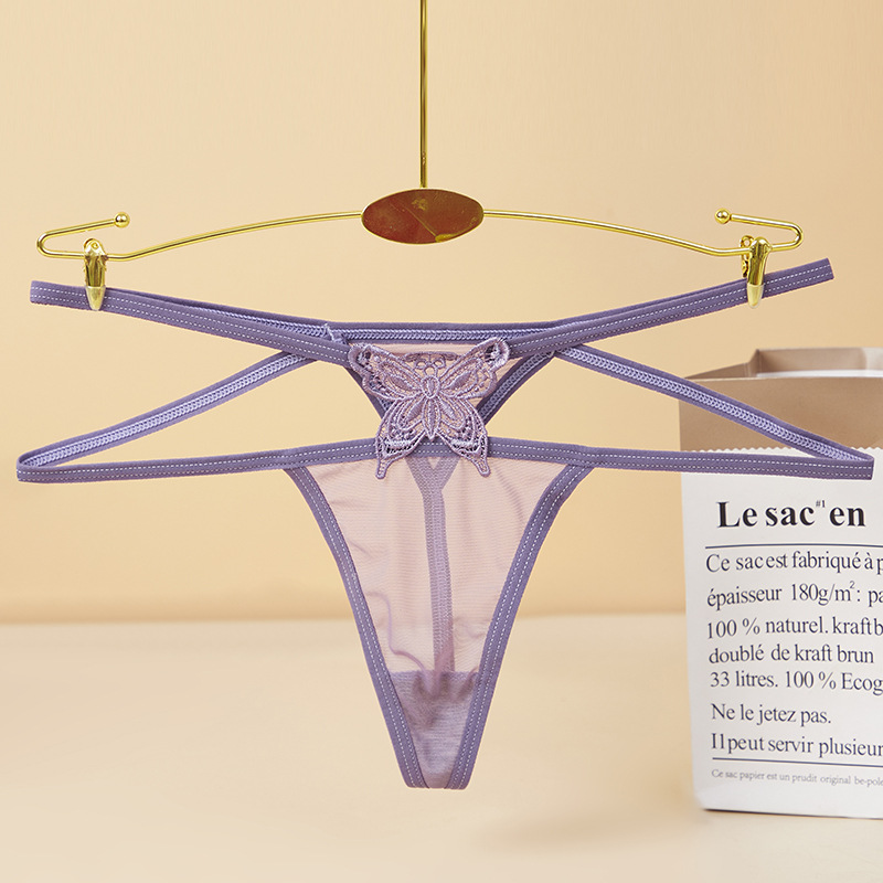 Mujer tanga moda bordado mariposa sexy calado seducción suave malla tanga mujer 17604 pic 7