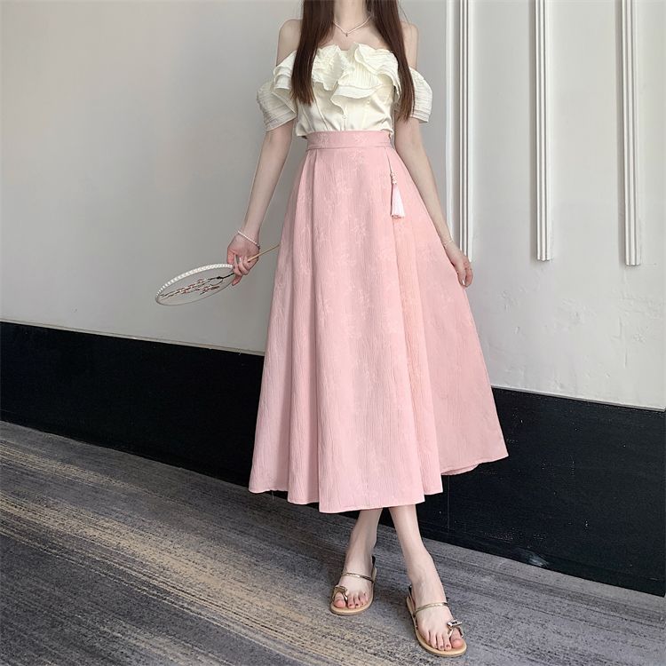 New Chinese-style jacquard skirt 2024, improved horse face skirt, high-waisted, slimming and elegant, pleated A-line skirt, Chinese trend pic 17