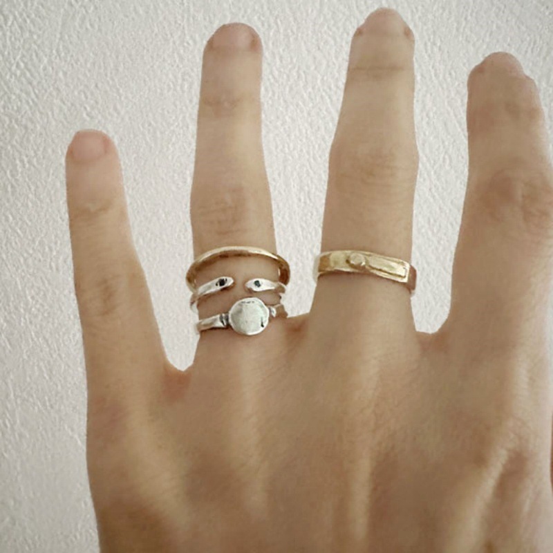 S925纯银韩版小众设计感复古做旧戒指韩系简约博主款个性指环批发详情10