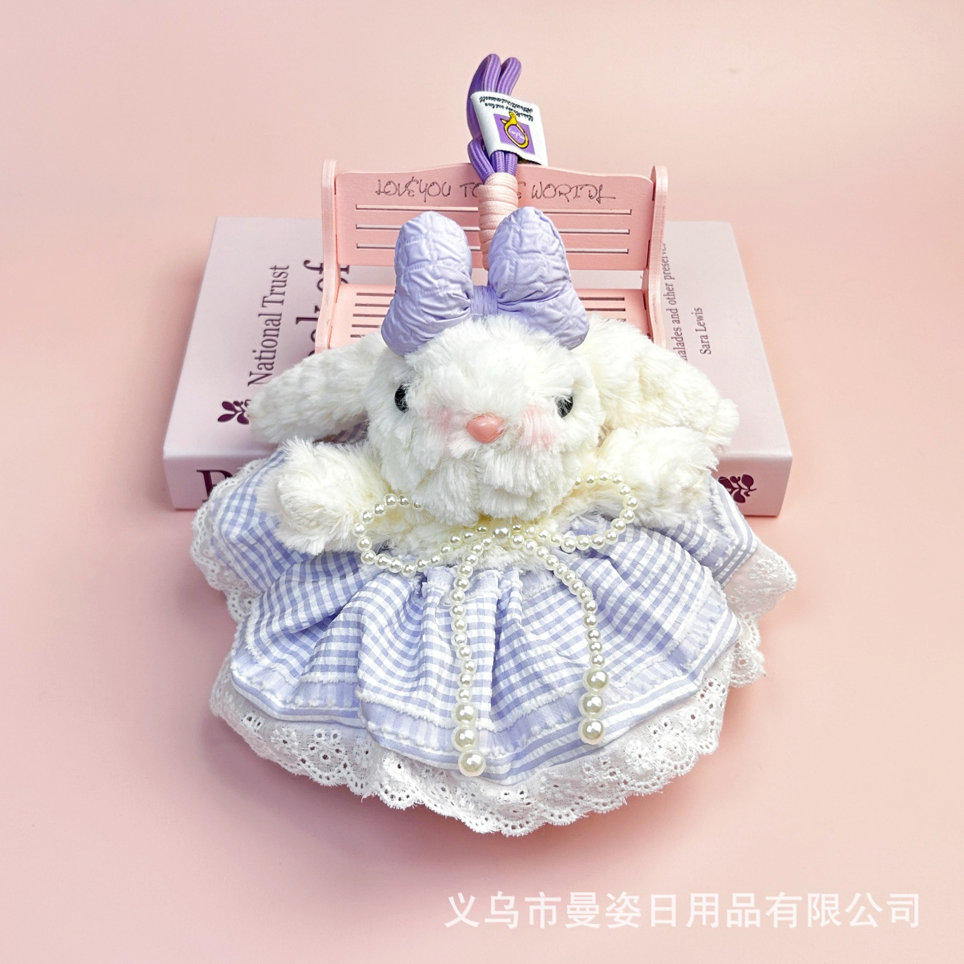 手工可爱垂耳兔毛绒玩具少女心钥匙扣公主裙精致兔子公仔摆摊批货详情37