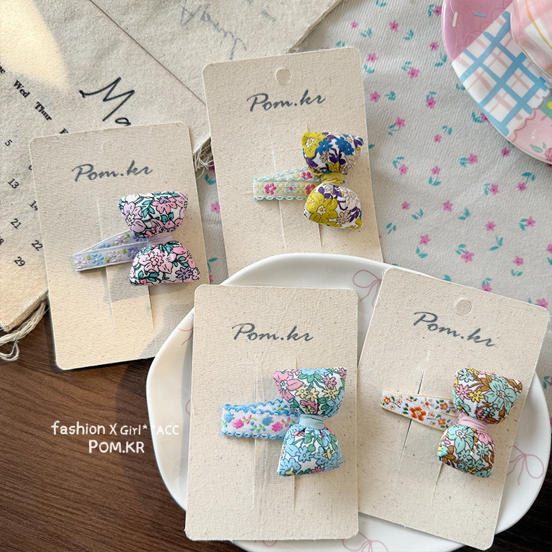 韩国春季新款田园小碎花kt猫蝴蝶结头饰胸针服饰配件饰辅料批发详情3