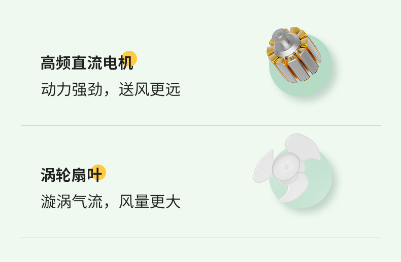 USB手持小风扇充电静音桌面风扇便携式迷你小风扇六档续航数显详情8