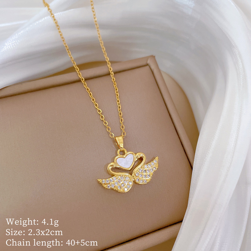 【钛钢】铜微镶爱心时尚轻奢气质华丽满钻项链女百搭锁骨链钛钢详情21