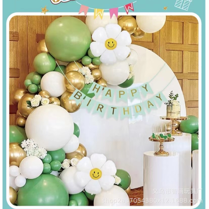 Creative design of green theme balloon set scene arrangement for birthday party balloon chain set scene arrangement pic 17