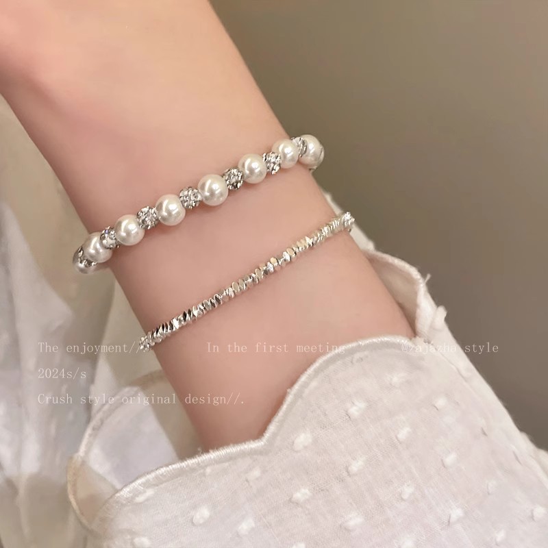 满天星珍珠碎银子串珠手链女冷淡风轻奢高级感小清新学生闺蜜手饰详情23