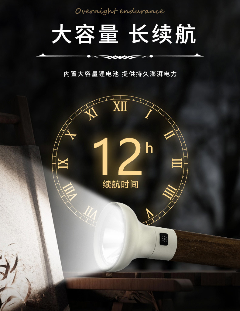跨境新款LED手电筒Type-C充电户外露营铝合金大光杯强光手电筒详情10