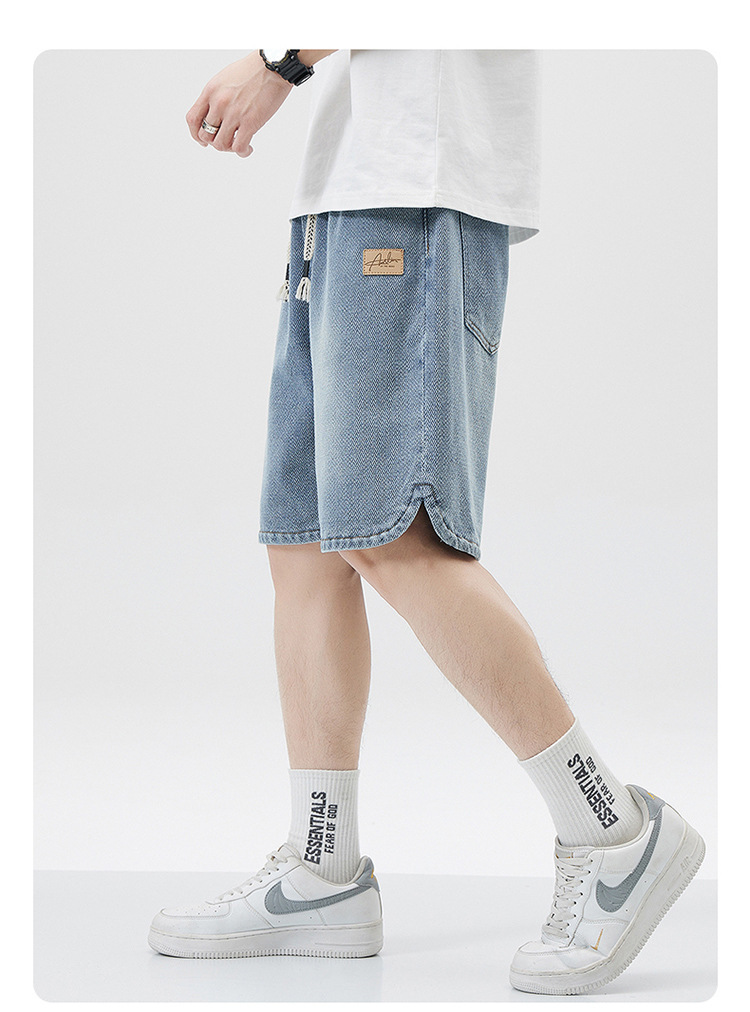 Starry sky pattern denim shorts for men, loose and trendy straight-leg casual mid-length pants, 2025 new style American versatile pic 8