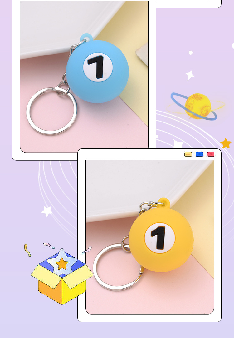 Creative simulation billiards keychain pendant, personalized bracelet, car key ring, male and female internet-famous schoolbag pendant pic 15