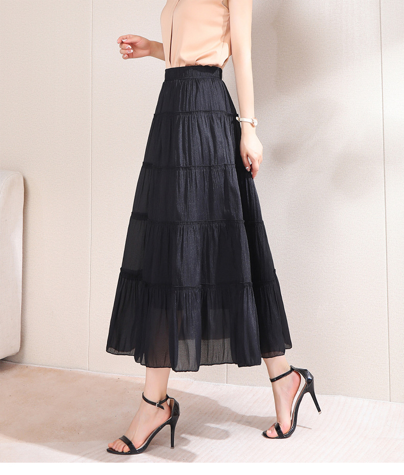 Fairy Forest style sweet pleated skirt 2024 new summer Design sense Light and thin skirt, fashionable high-waisted half skirt pic 14
