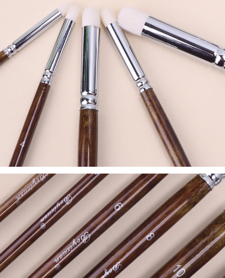 Boyixuan cross-border best-selling amber brown wool makeup brushes, high-quality detail engraving dry brushes, in stock for wholesale pic 7