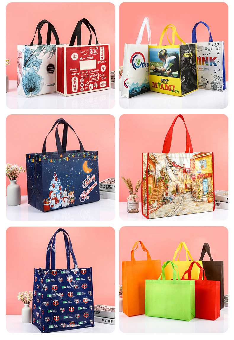 Customized sewn laminated non-woven fabric bags, non-woven fabric hand-held bags, high-end shopping bags, clothing bags, exhibition customization pic 3