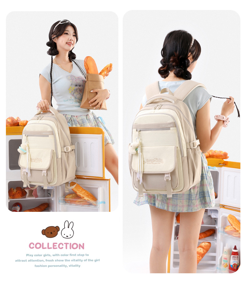 New high-appearance-level weight reduction and spine protection schoolbag for girls, junior high school students, large-capacity ultra-light campus backpack for teenagers pic 27