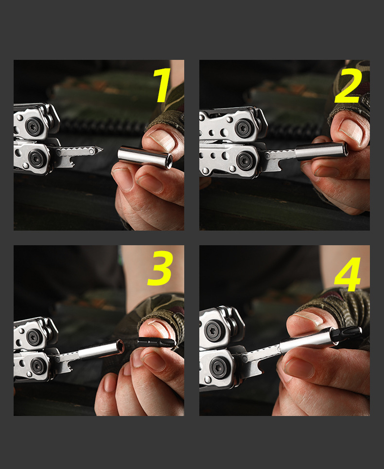 Outdoor travel essential stainless steel folding pliers, multi-functional combination tool, mini camping knife pliers, medium and large-sized camping pliers, compact and portable, other types of pliers pic 16