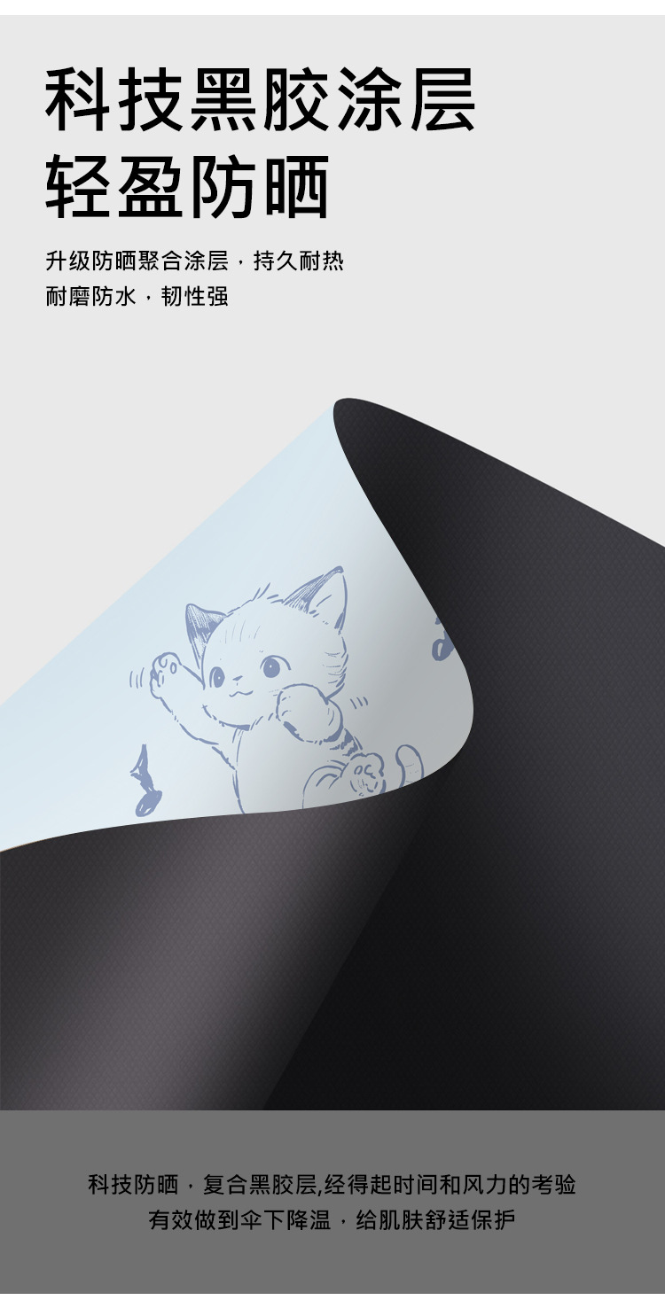 Original digital printing black vinyl automatic umbrella, three-fold sun protection and shade umbrella, new Japanese and Korean style fresh and light sun umbrella pic 4