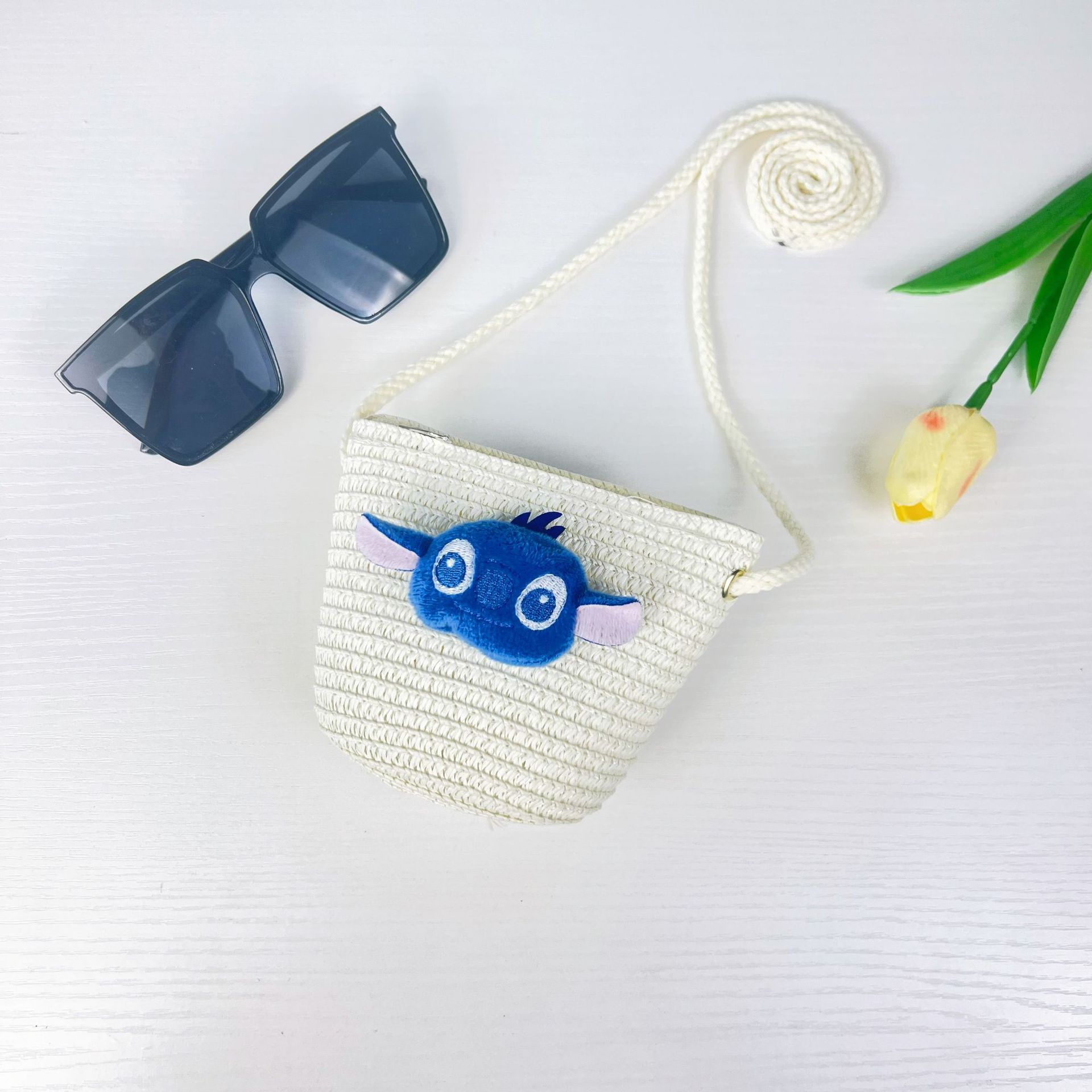 儿童手工编织包包可爱卡通猫草编小包男女童小圆包宝宝零钱包批发详情19