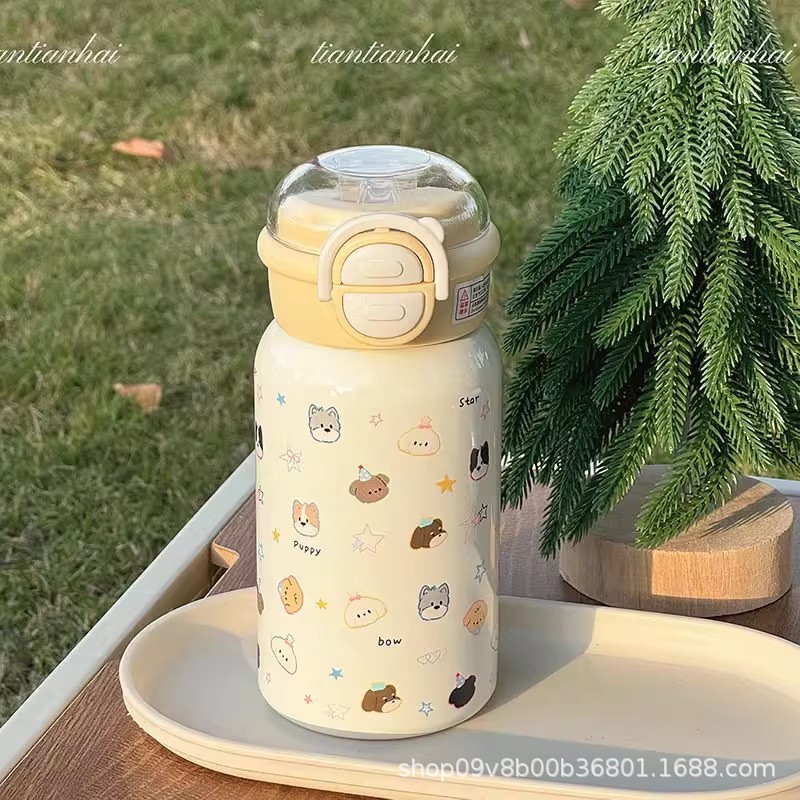 Simple insulated cup for girls with straw, high appearance level, double drinking cup 316 new model, portable for students, stainless steel insulated pic 7