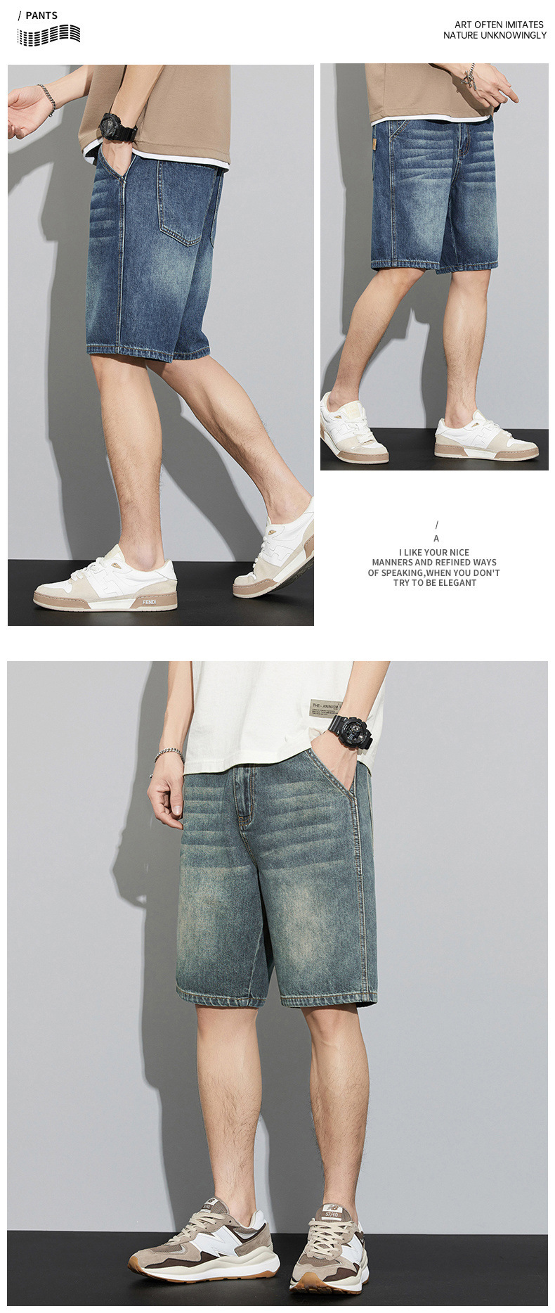 牛仔短裤男夏季潮牌短袖男装男士五分裤男生破洞衣服男款裤子详情12