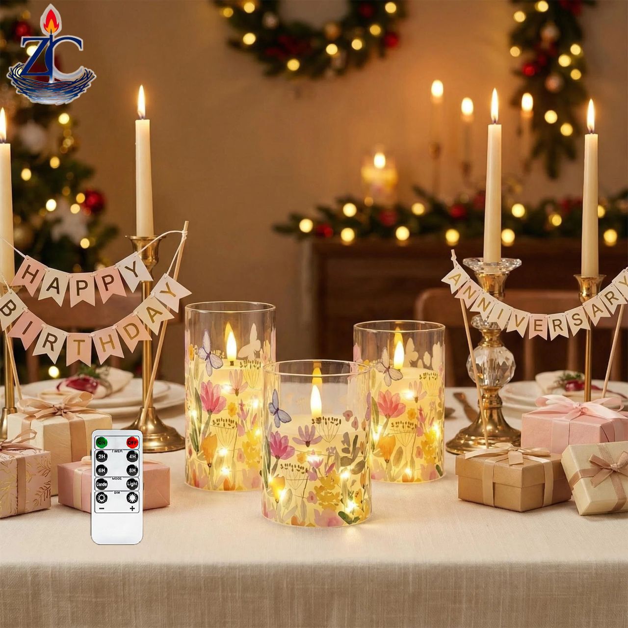 Uv-printed new handcrafted flower replaceable pattern luminous decorative candle 7.5 electronic candle factory direct sales pic 6