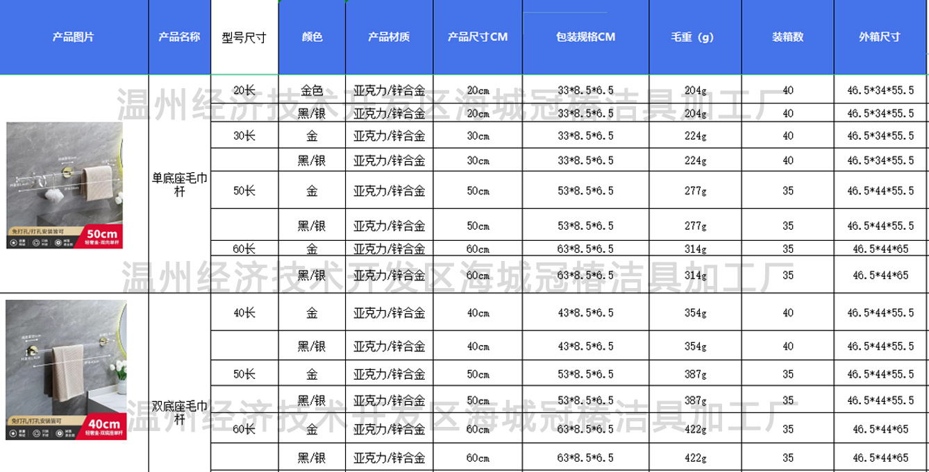 亚克力毛巾杆免打孔挂架卫生间浴室浴巾架拖鞋架毛巾架单杆轻奢风详情1