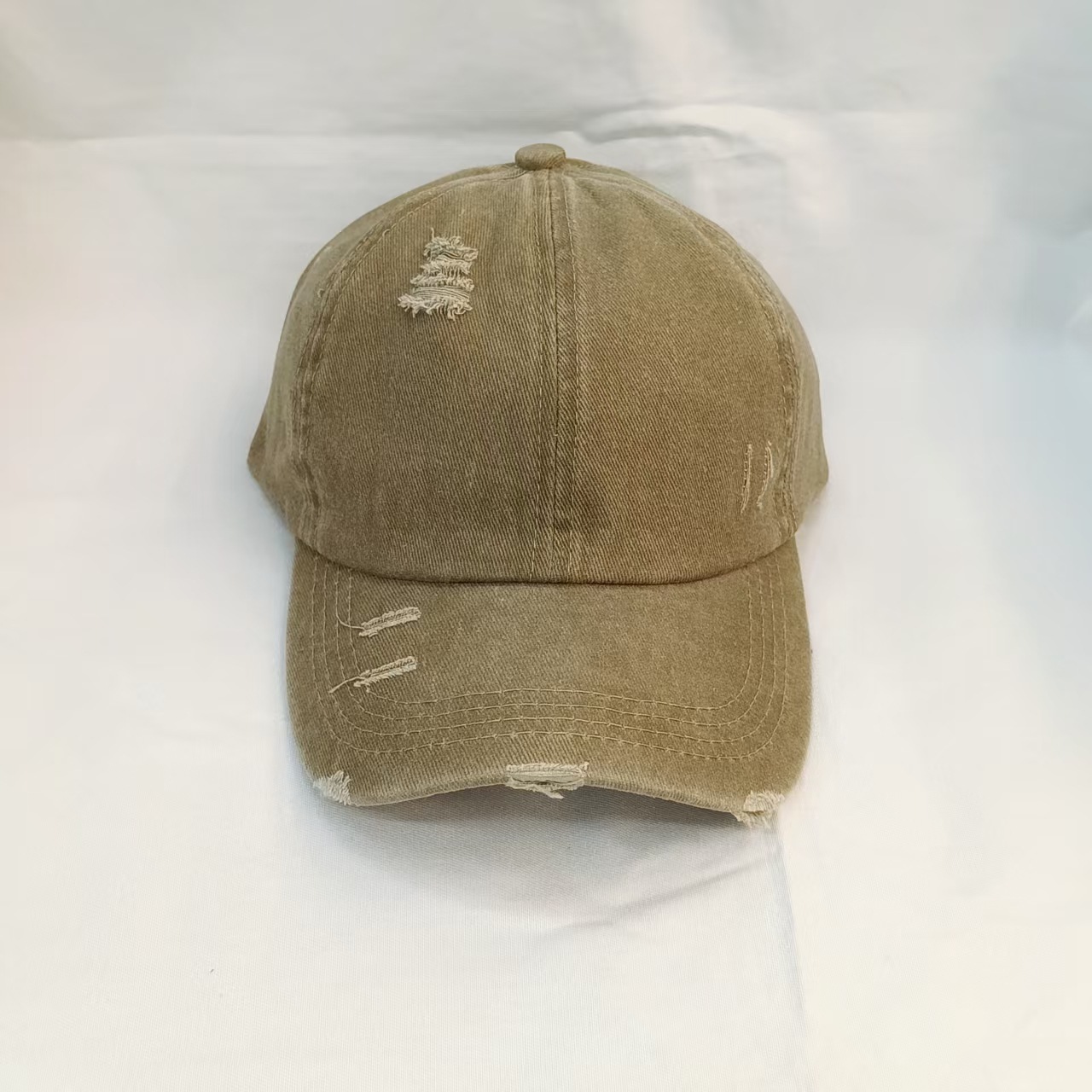 新款水洗破洞交叉高马尾帽子男女潮百搭棒球帽春夏秋软顶鸭舌外贸详情10