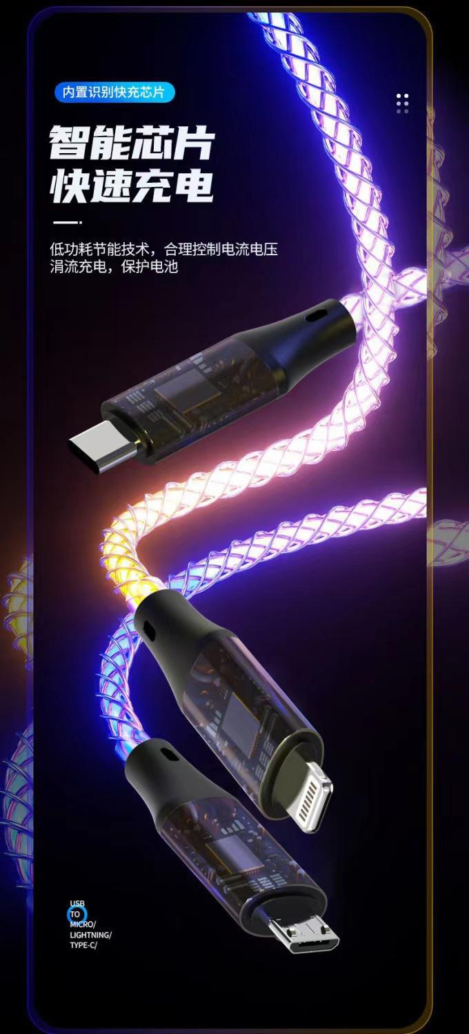 数据线炫彩RGB一拖三流光66w车载呼吸灯线渐变超级快充手机充电线详情17