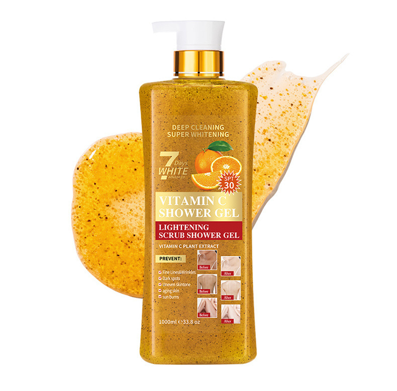 Foreign trade WWP Papaya Scrub Body Wash with Long-lasting Fragrance, Large Bottle Exfoliating Cross-border Turmeric Body Wash 1000ml pic 12