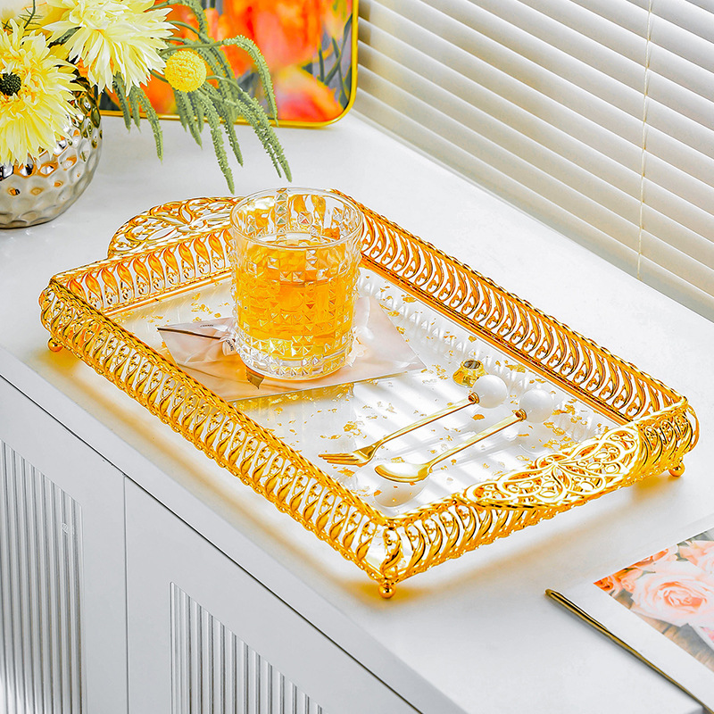 Nordic metal tray, light luxury acrylic storage plate, cosmetics, jewelry, decorative items, afternoon tea and dessert stand pic 5