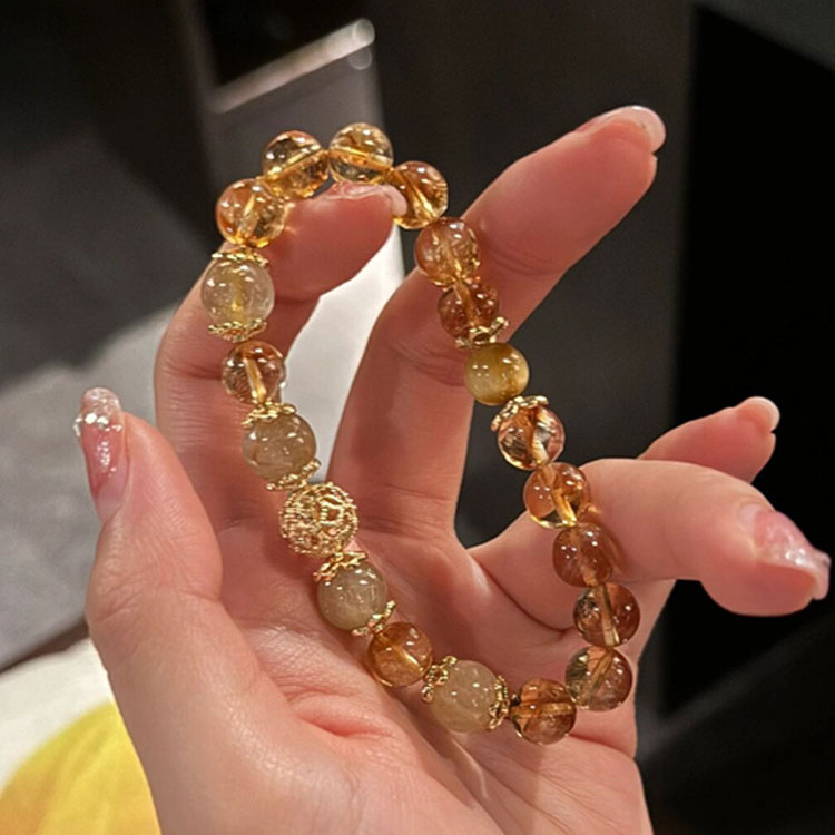 天然绿发晶黑金超白幽灵白水晶方糖手串葡萄石招财喜金水木女详情27