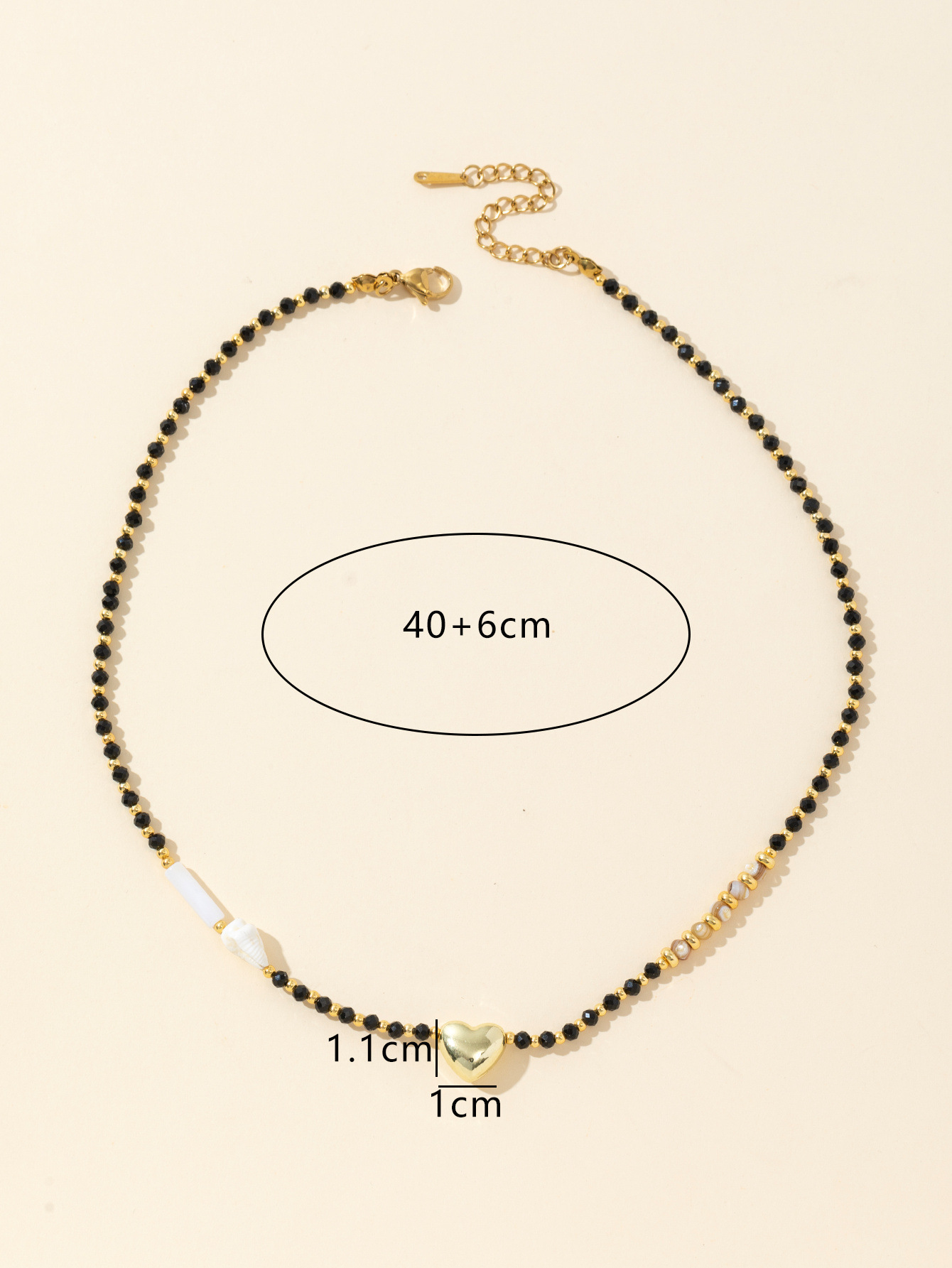 热卖轻奢极简水晶串珠贝壳爱心项链女 优雅气质时尚百搭颈链锁骨链详情8