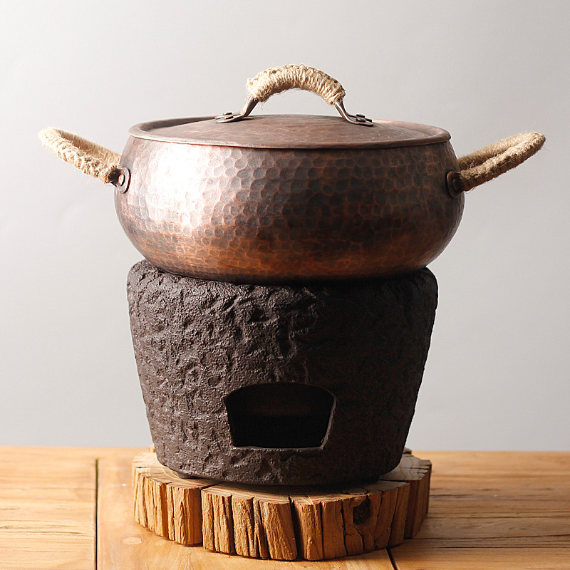 Copper hot pot for home use, thickened stainless steel pot base, copper hot pot set, suitable for family gatherings pic 13