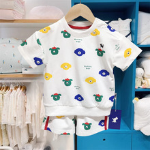Summer new navy collar striped short-sleeved shirt and shorts two-piece set for boys, stylish MS530701 pic 1