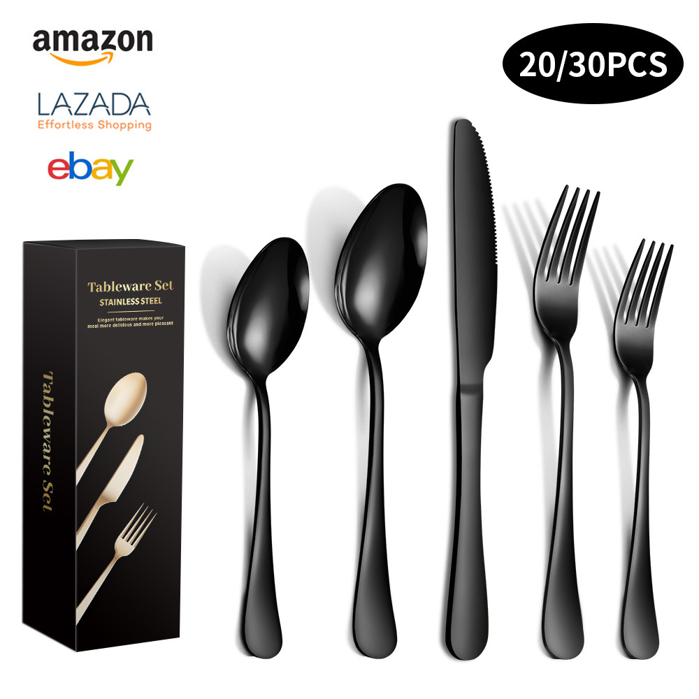 Cross-border Amazon 1010 stainless steel tableware 5 sets 20/30 pieces Western steak knife, fork and spoon set pic 1