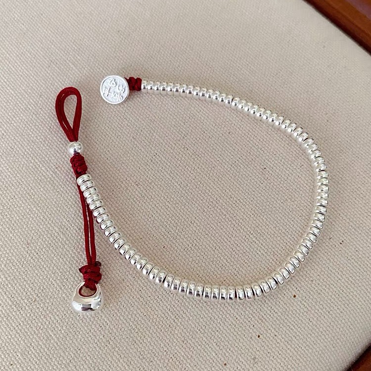 Safe and Joyful s925 sterling Silver bracelet for Women, a niche red string bracelet with an ins style, a versatile bracelet pic 5