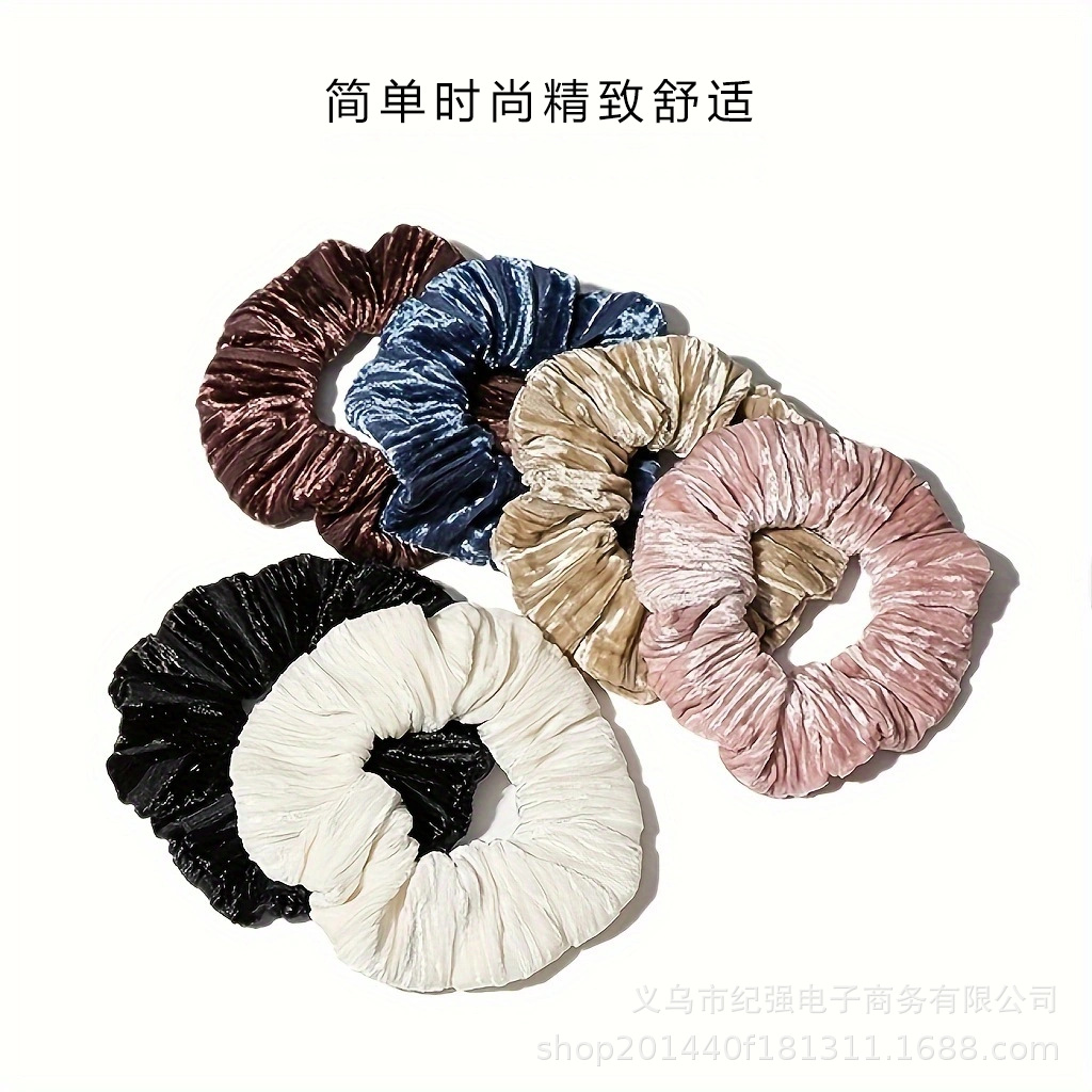 Autumn and winter velvet art large intestine hair band, pleated high-elasticity plush simple hair tie, versatile hair band pic 7