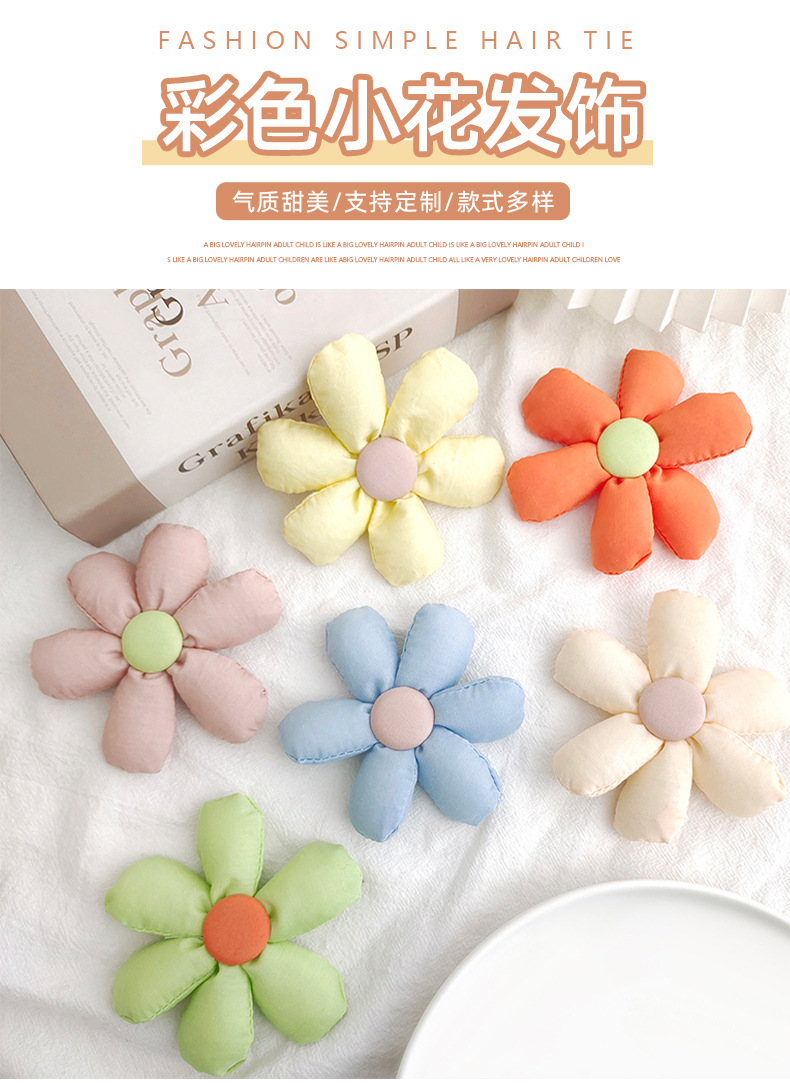 Japanese-style sweet, small and cute macaron-colored cotton-filled fabric flower hair band, ins style new hair accessory and headwear pic 1
