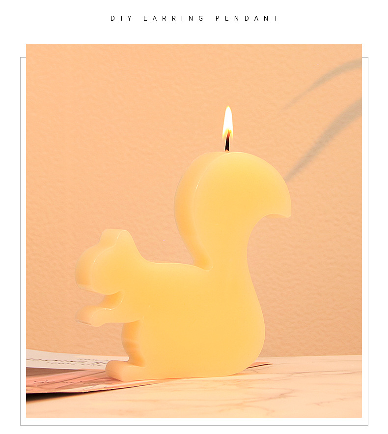 diy silicone mold for animal scented candles with resin coating, puppy, rabbit, kitten and squirrel, gypsum display stand mold pic 5