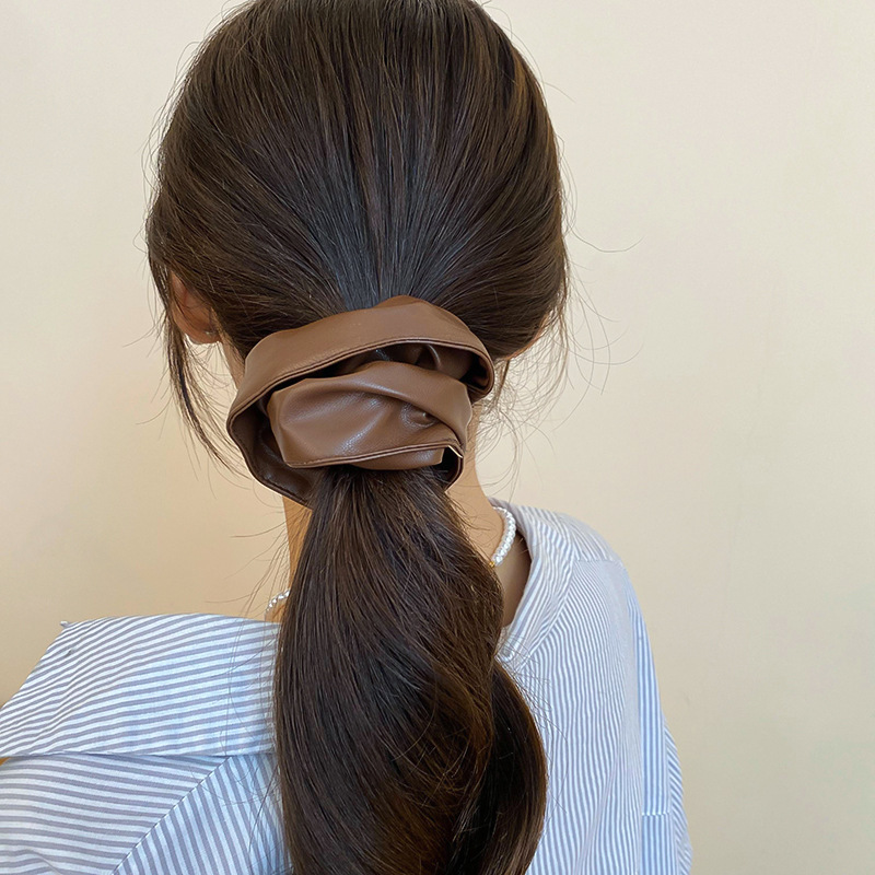 秋冬复古豹纹褶皱花朵大肠发圈美拉德风发绳欧美时尚高级感发饰女详情17