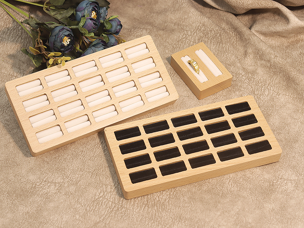 二十位戒指首饰展示托盘实木多卡位钻戒收纳无盖饰品包装礼盒多色详情12