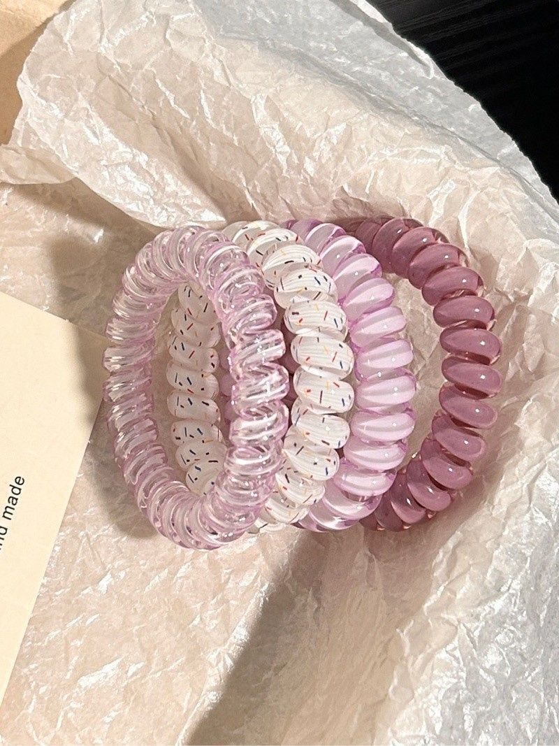 Korean girl high-quality grape coconut polka dot telephone line, refreshing and versatile in summer, durable daily hair cord pic 3