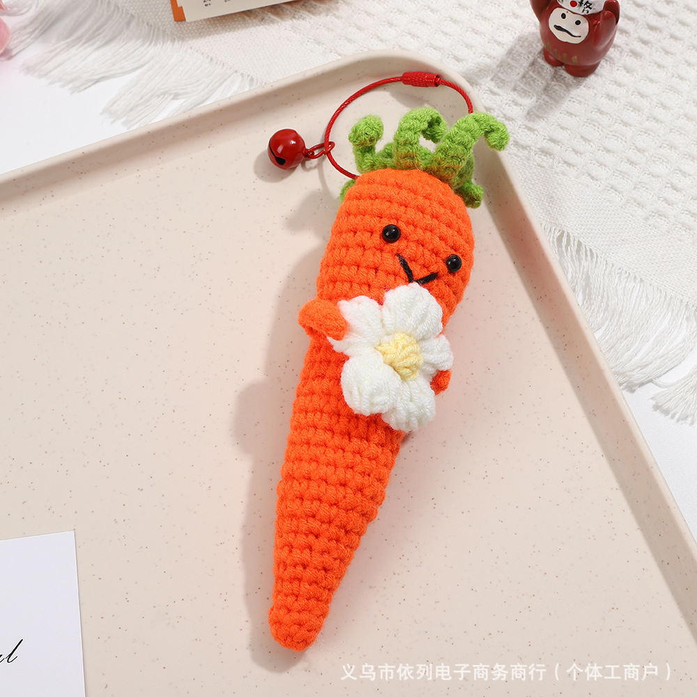 卡通萌趣毛线小挂件创意可爱蔬菜西兰花胡萝卜手作针织钥匙扣配饰详情11