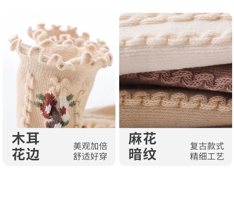 婴儿袜子秋冬木耳边松口不勒女童公主春秋小碎花宝宝无骨中长筒袜详情15