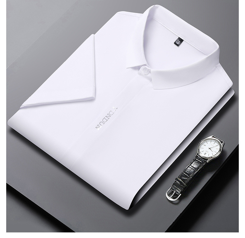 Out-of-size special offer: Summer mulberry silk short-sleeved shirt for men, high-end, seamless, one-inch shirt with good drape, no need for ironing, elastic and delicate pic 45